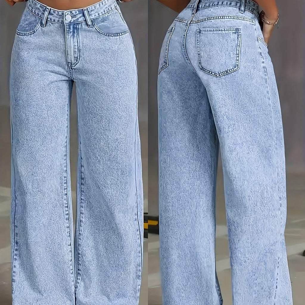 Women's fashion comfortable high-stretch slim straight jeans Snowflake Wash Jeans all seasons
